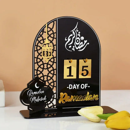 Calendrier de décompte du Ramadan – Cadeaux, calendrier des jours avec chiffres remplaçables, décoration de maison Ramadan 2025