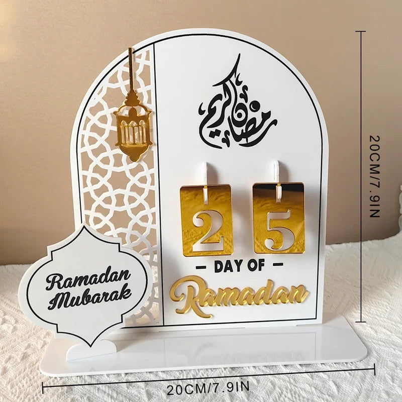 Calendrier de décompte du Ramadan – Cadeaux, calendrier des jours avec chiffres remplaçables, décoration de maison Ramadan 2025