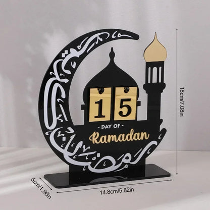 Calendrier de décompte du Ramadan – Cadeaux, calendrier des jours avec chiffres remplaçables, décoration de maison Ramadan 2025