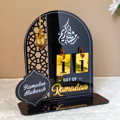 Calendrier de décompte du Ramadan – Cadeaux, calendrier des jours avec chiffres remplaçables, décoration de maison Ramadan 2025