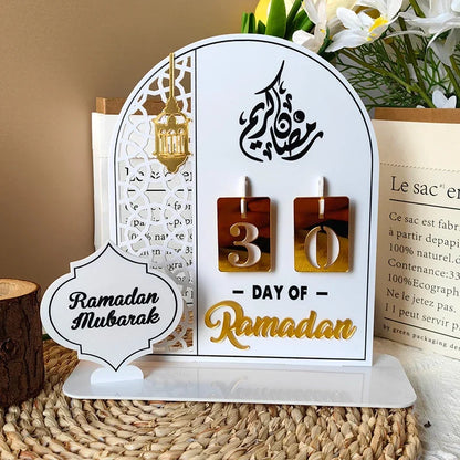 Calendrier de décompte du Ramadan – Cadeaux, calendrier des jours avec chiffres remplaçables, décoration de maison Ramadan 2025